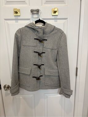 Gap Wool Toggle Coat - Gray Hooded Duffle Jacket #1447
